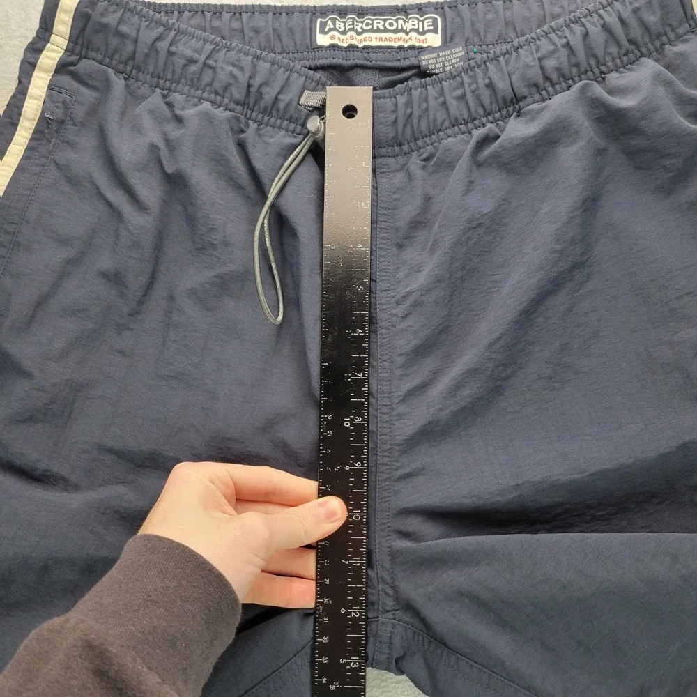 Abercrombie‎ & Fitch Track Pants Mens Large Navy Blue Nylon Side Stripe Vintage
